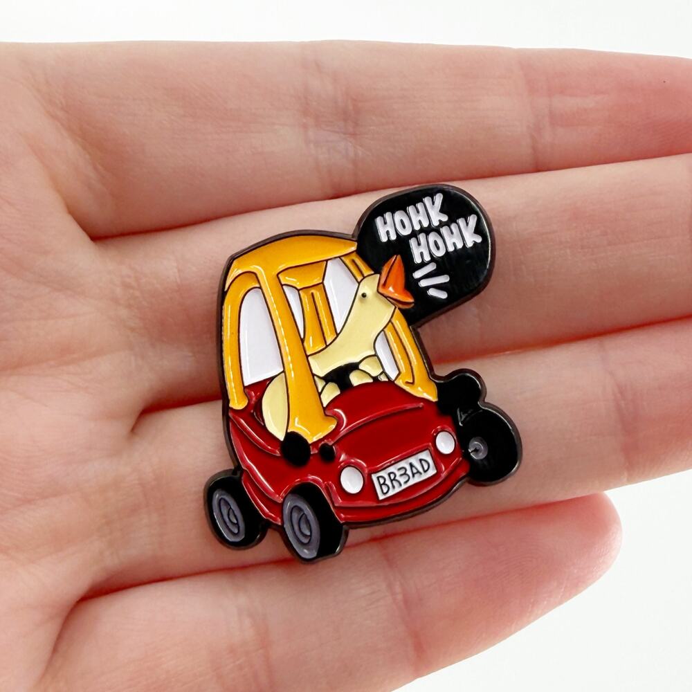 Silly Goose Soft Enamel Pin: Honk Honk Car, Funny Gift